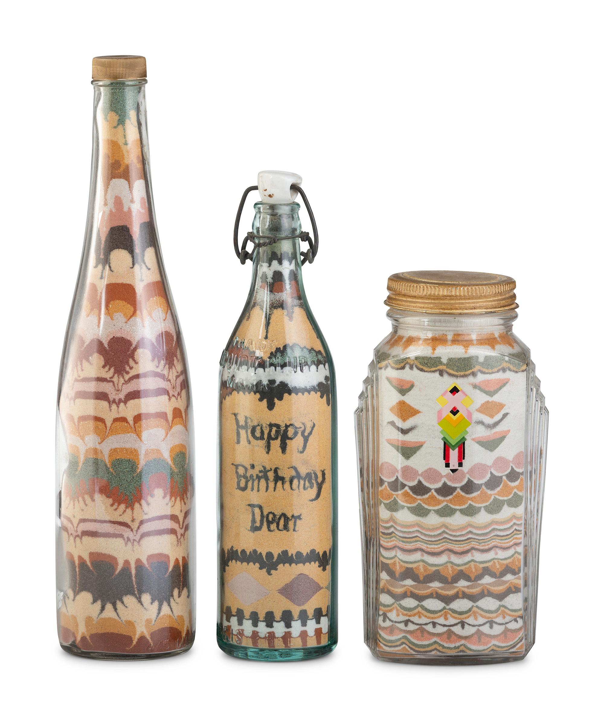 Three Geometric Sand Art Bottles