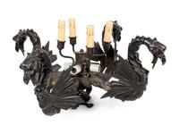 A Patinated Bronze Eight-Light 'Dragon' Chandelier