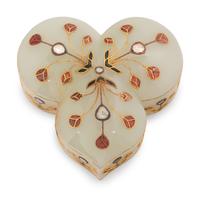 A Mughal Style Carved Hardstone, Enameled and Jeweled Covered Box