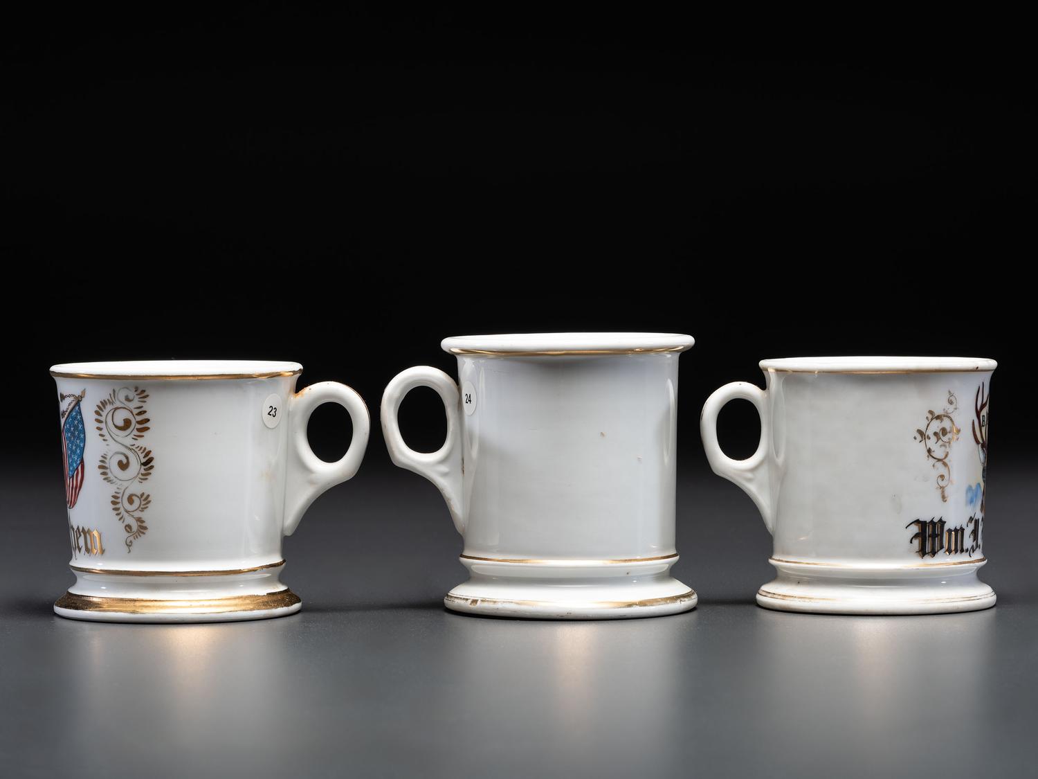 Three Fraternal Porcelain Shaving Mugs