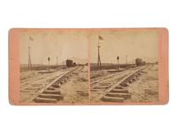 [TRANSPORTATION-WESTERN AMERICANA]. JACKSON BROS., photographers. Junction of the U.P. and the C.P.R.R. at Promontory Point, showing the last rail and tie . Omaha, NE.