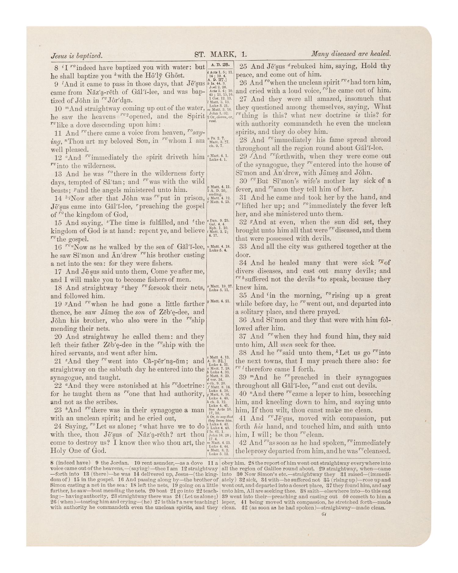 [BIBLE LEAVES - AMERICAN PUBLISHERS]. A group of 11 Bible leaves, comprising: