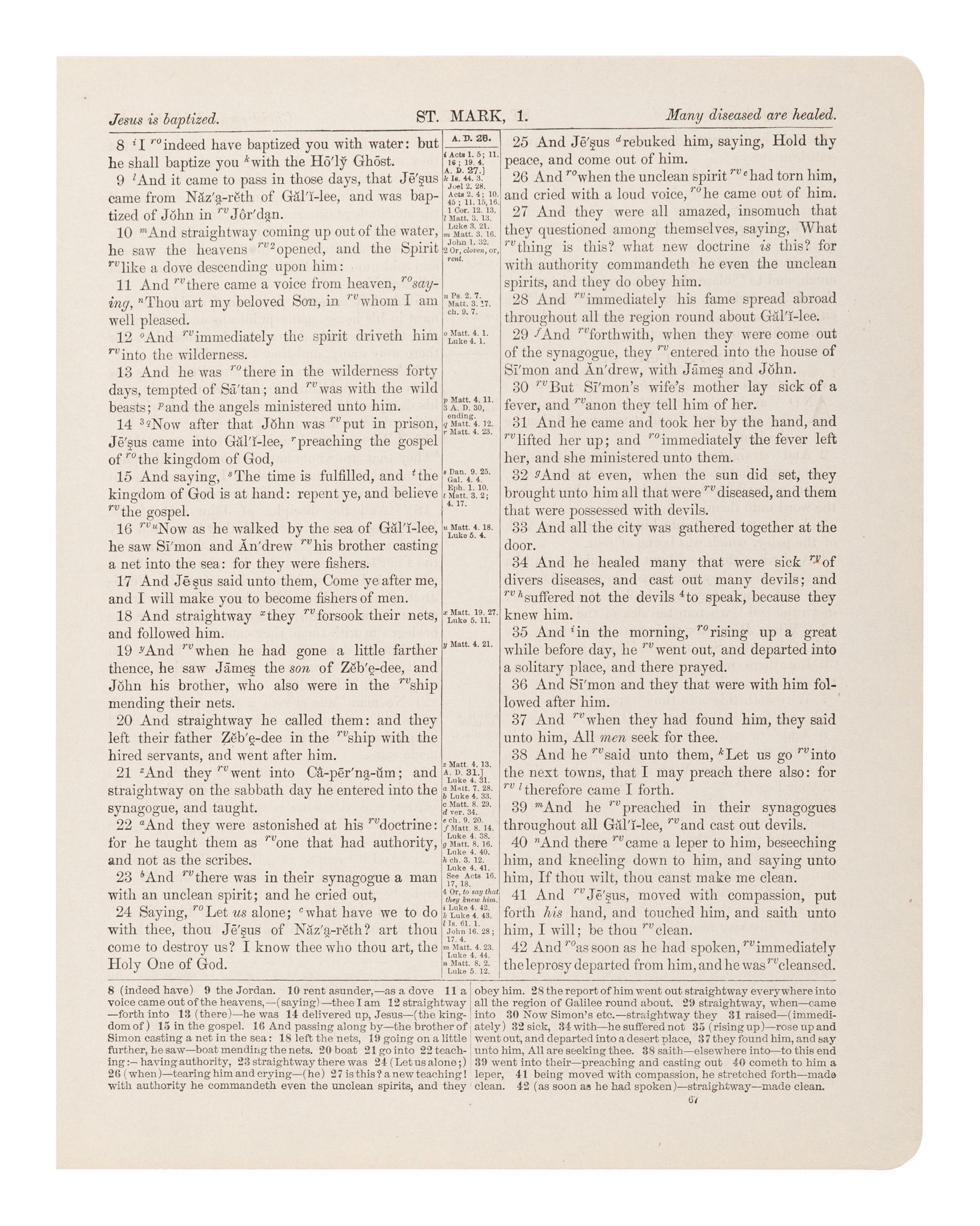 [BIBLE LEAVES - AMERICAN PUBLISHERS]. A group of 11 Bible leaves, comprising: