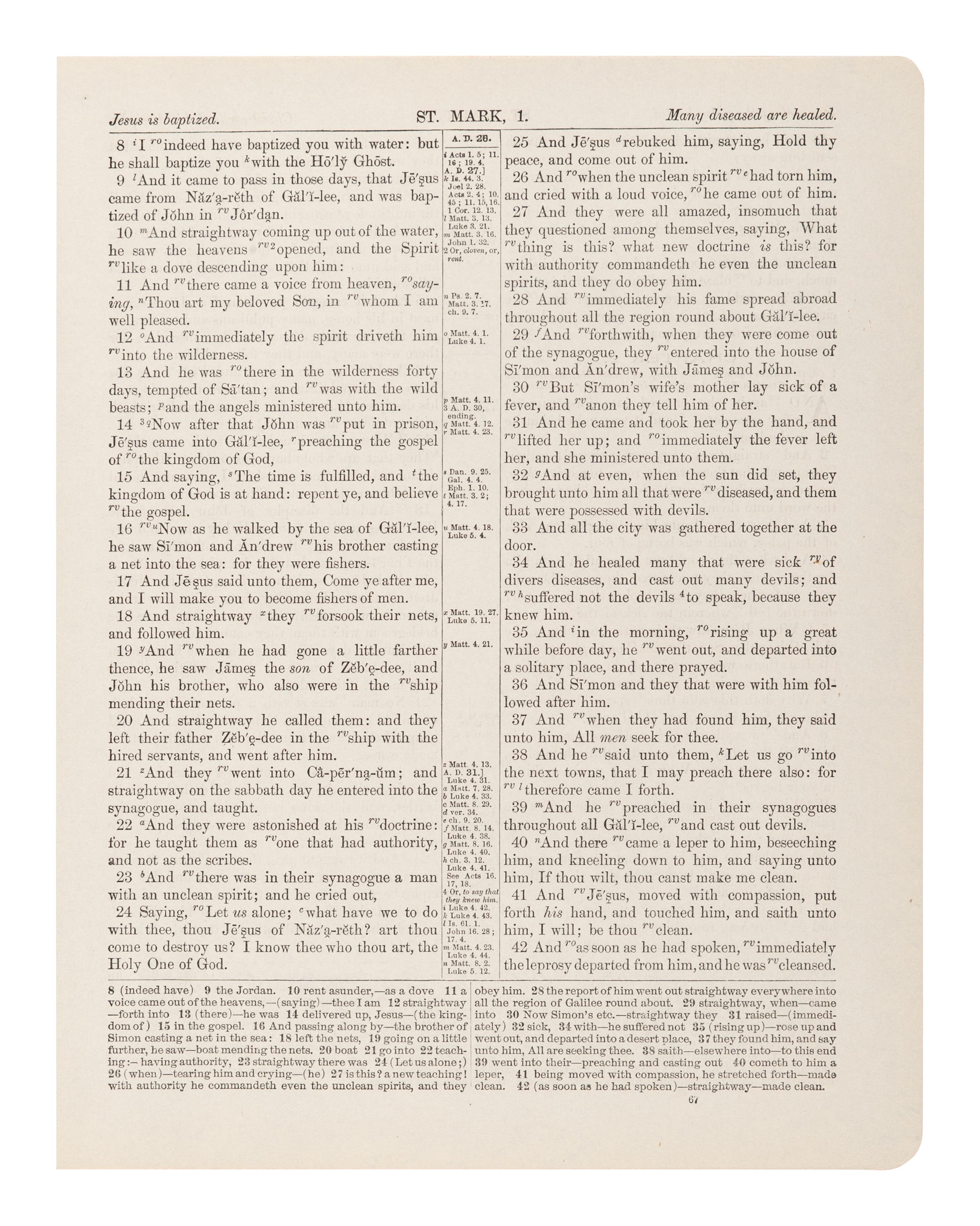 [BIBLE LEAVES - AMERICAN PUBLISHERS]. A group of 11 Bible leaves, comprising: