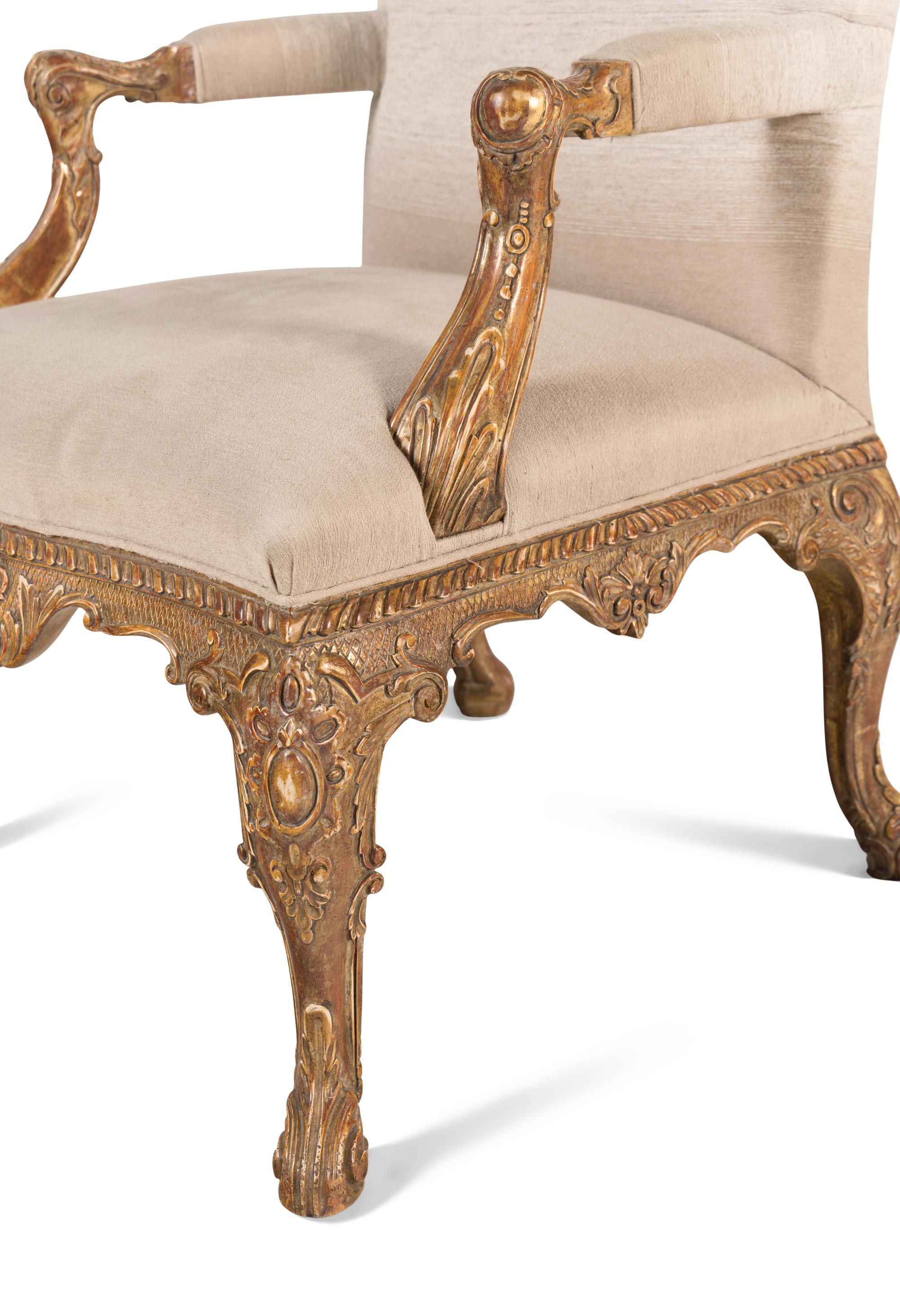 A Pair of George II Style Giltwood Armchairs