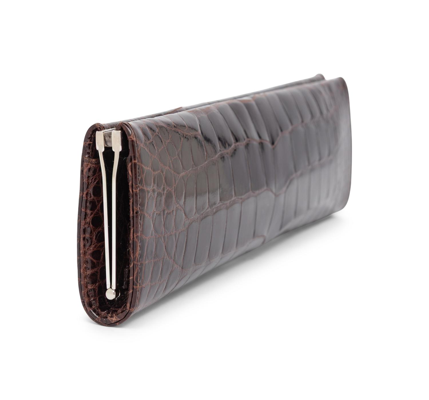 TOM FORD FOR GUCCI, DARK BROWN ALLIGATOR CLUTCH,1998