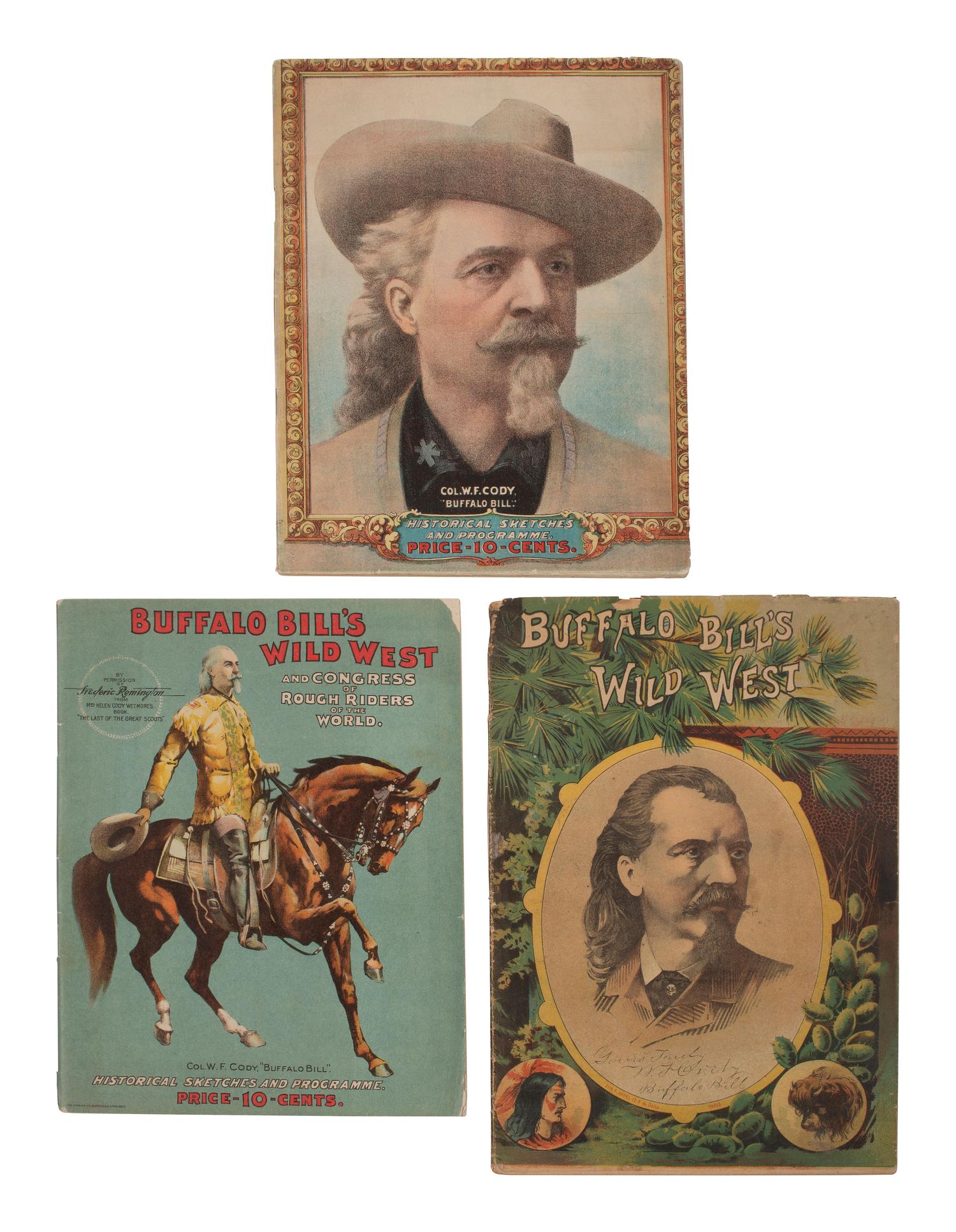 [WILD WEST SHOWS]. A group of 3 Buffalo Bill's Wild West Show programs for 1889, 1900, and 1902.