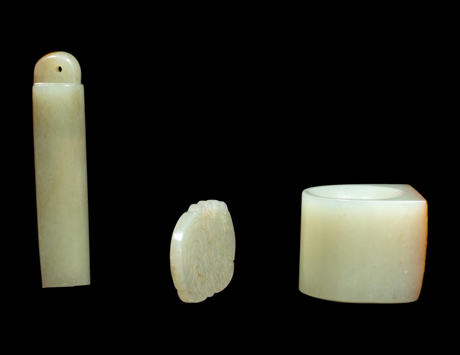 Three Chinese Celadon Jade Articles