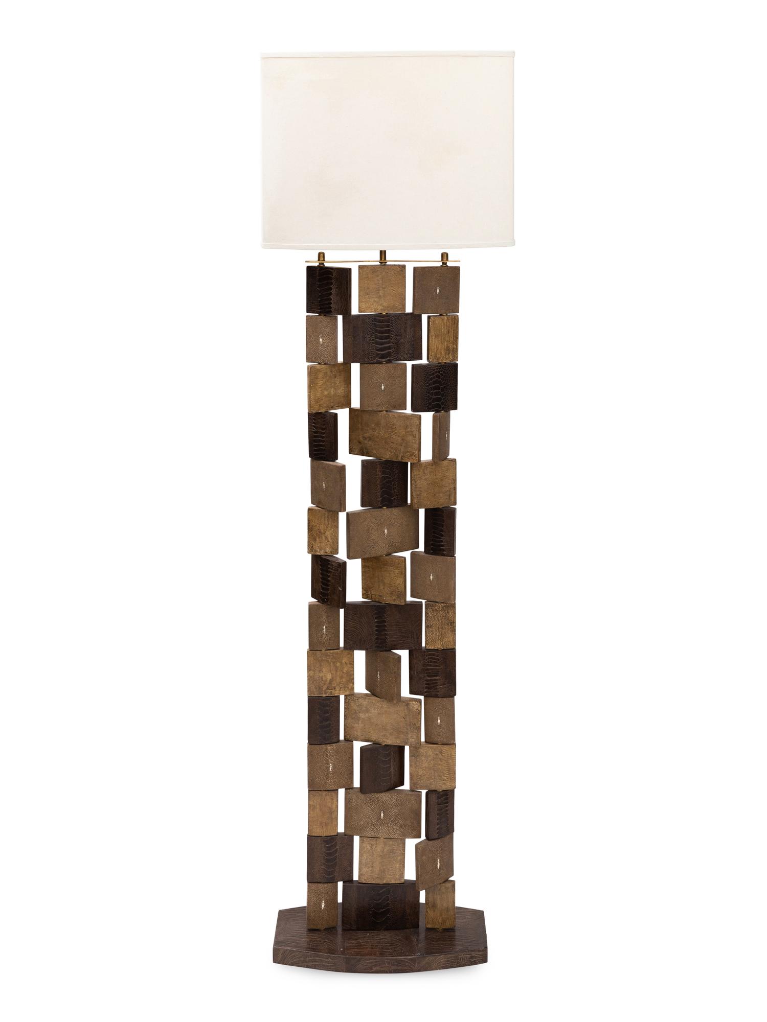 An R&Y Augousti Shagreen, Lizard and Ostrich Floor Lamp