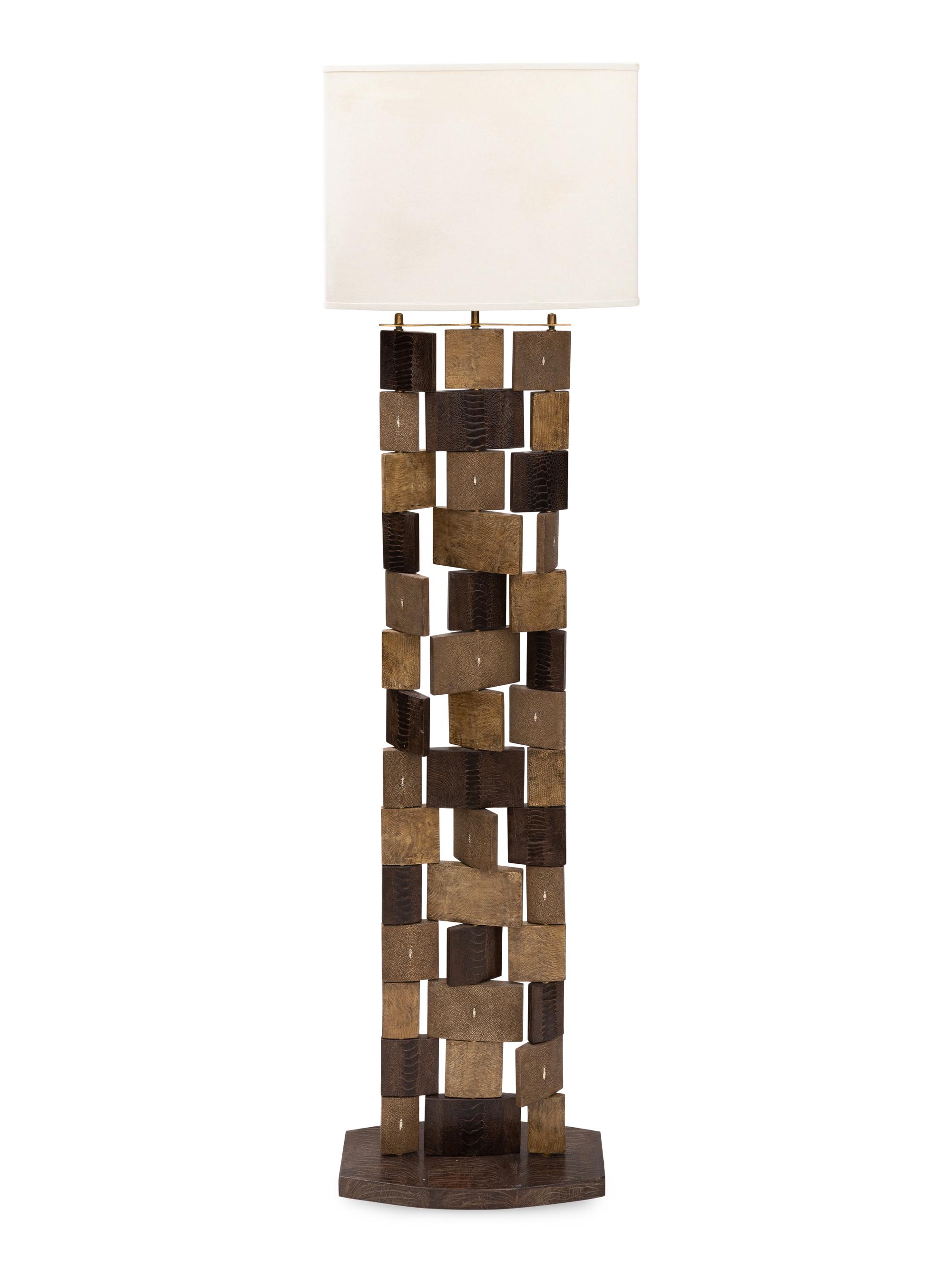 An R&Y Augousti Shagreen, Lizard and Ostrich Floor Lamp