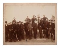 GRABILL, John C.H. (1849-1903), photographer. Photograph of William F. "Buffalo Bill" Cody with war correspondents and US Cavalry officers at Pine Ridge, 1891.