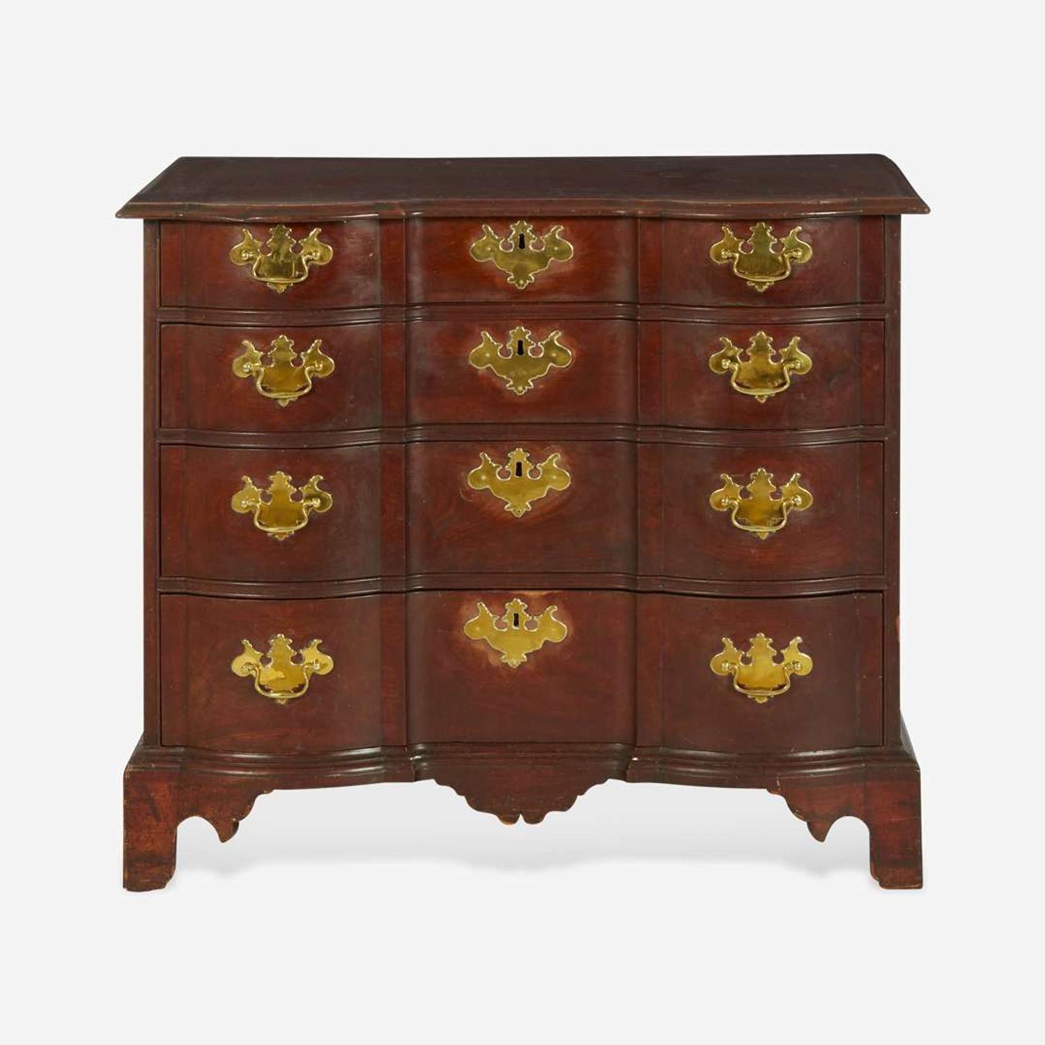 A Chippendale carved mahogany block-front chest of drawers Boston, MA, circa 1770