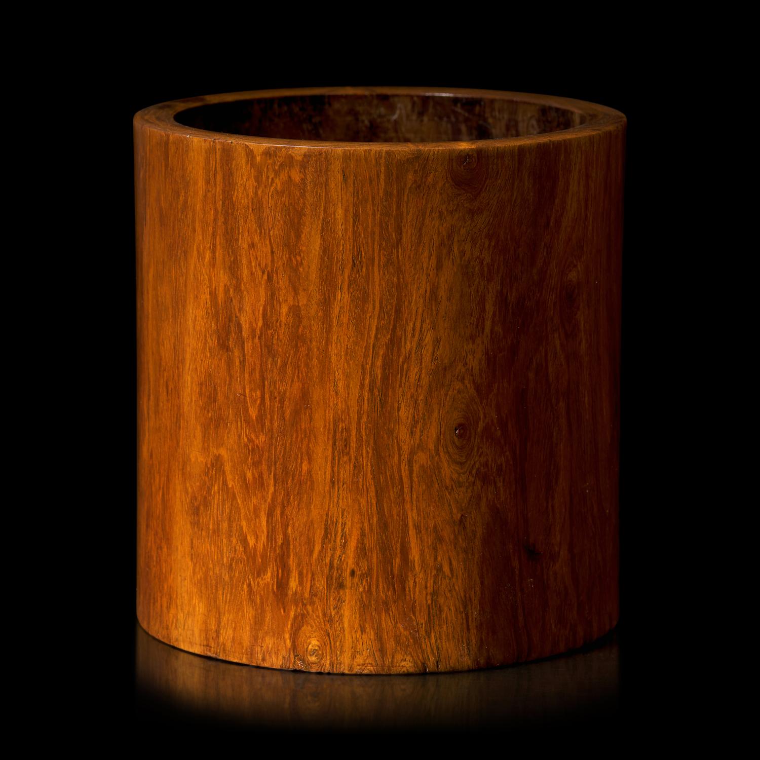 A Chinese Huanghuali Wood Brush Pot, Bitong, Qing Dynasty 清 黃花梨素面筆筒