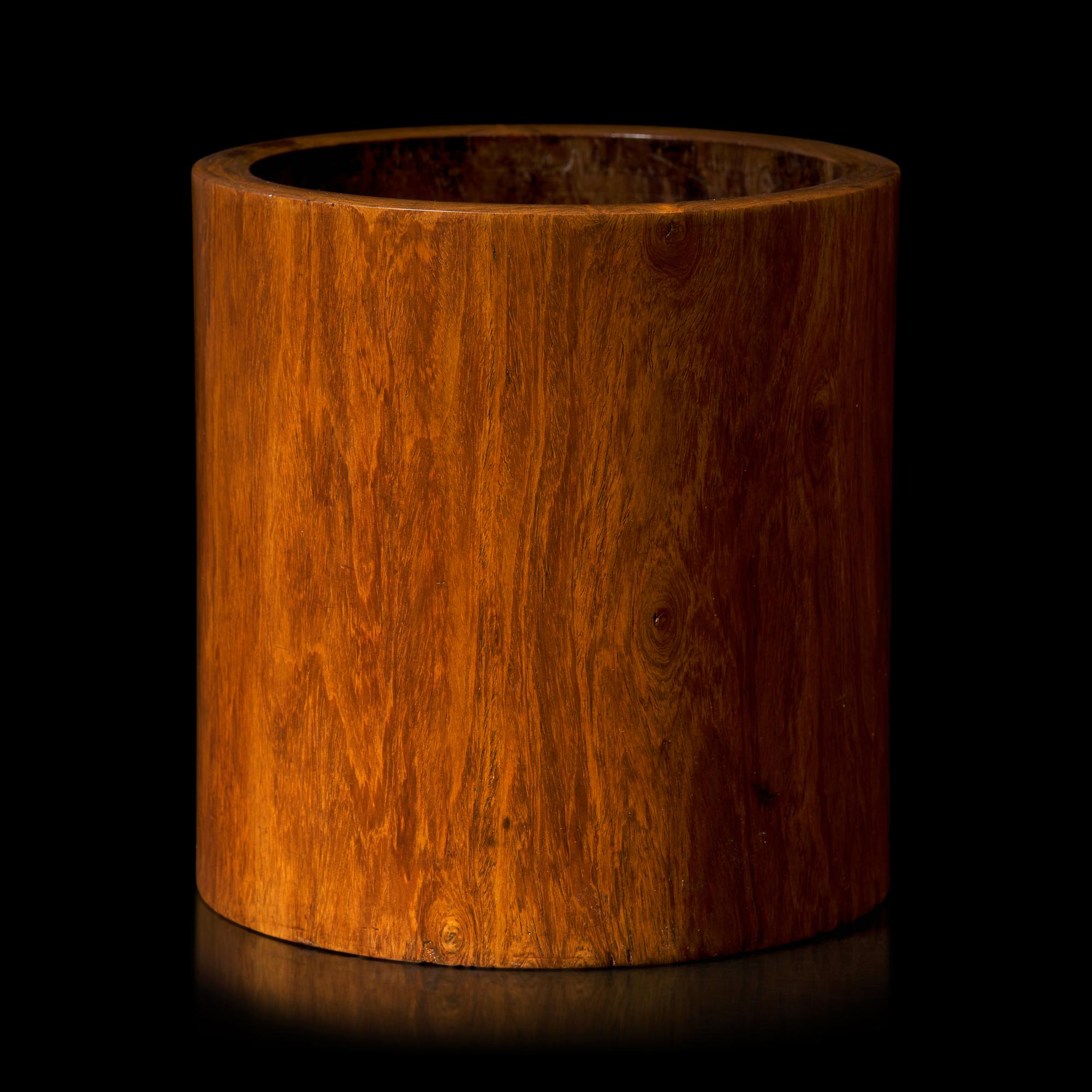 A Chinese Huanghuali Wood Brush Pot, Bitong, Qing Dynasty 清 黃花梨素面筆筒