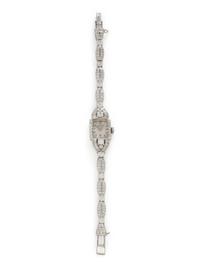 HAMILTON, PLATINUM AND DIAMOND WATCH