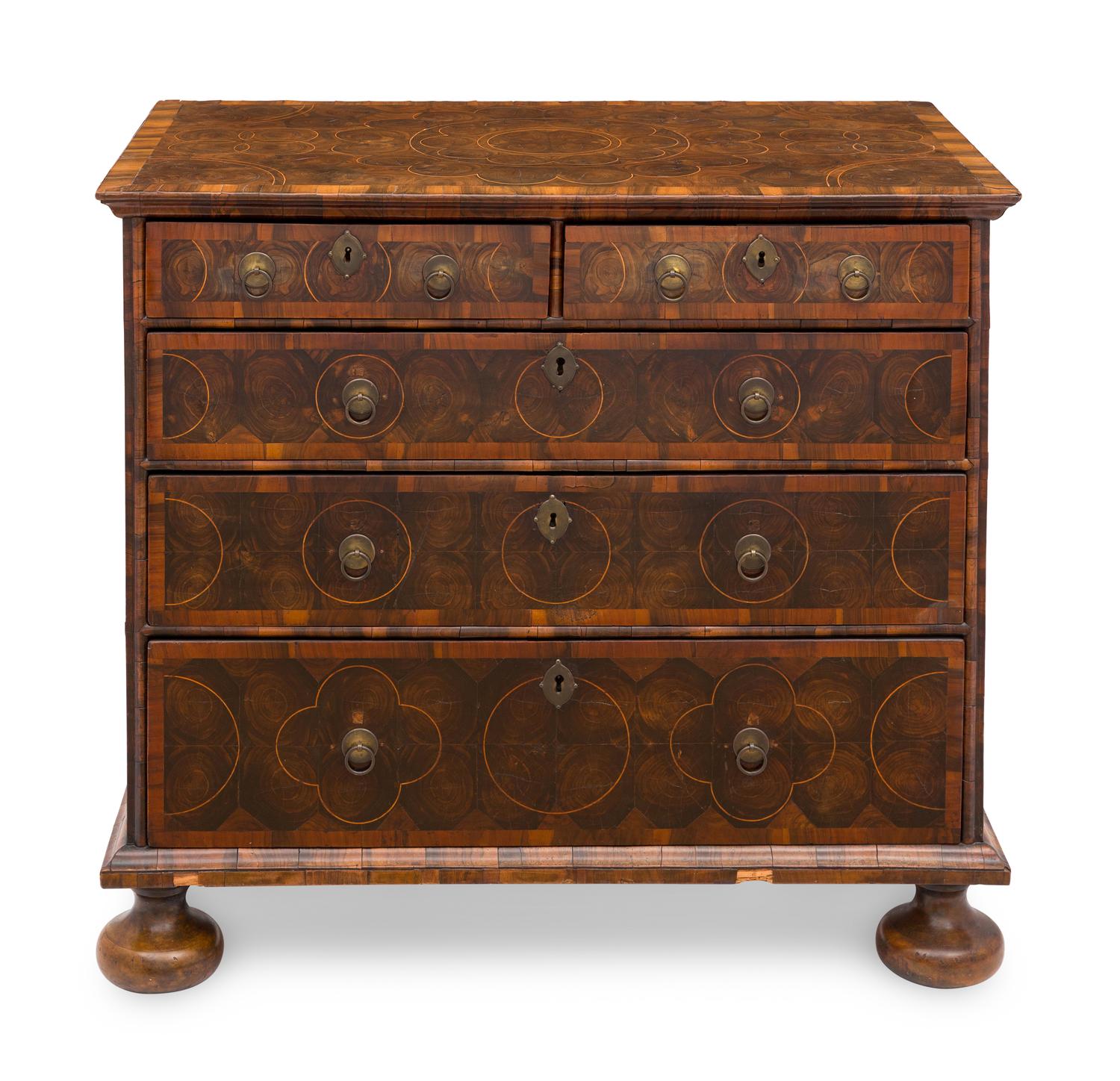 A William and Mary Style Oyster-Veneered Chest of Drawers