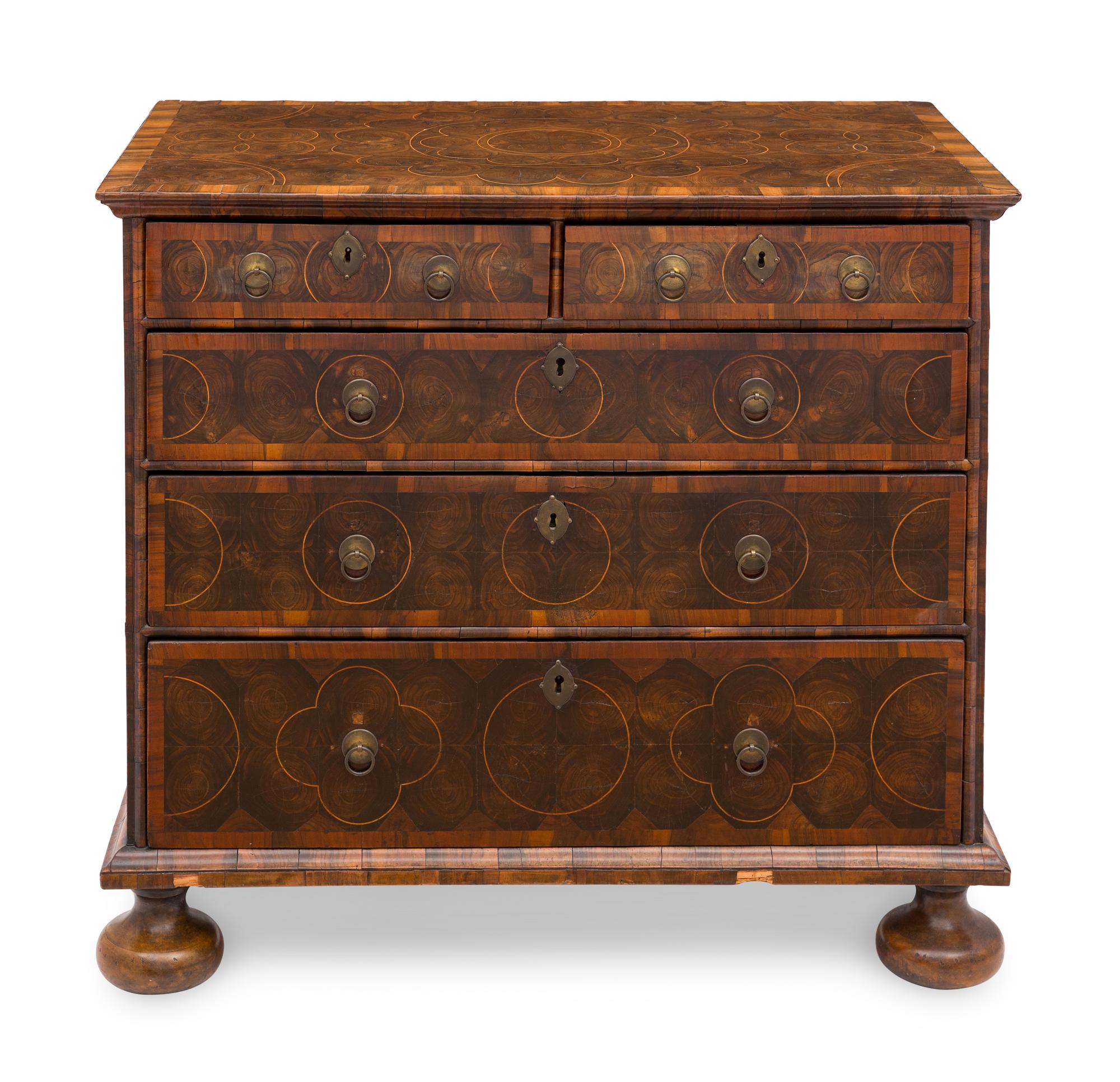 A William and Mary Style Oyster-Veneered Chest of Drawers