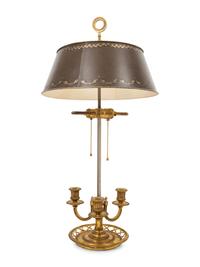 An Empire Style Brass Bouillotte Lamp with a Tôle Shade