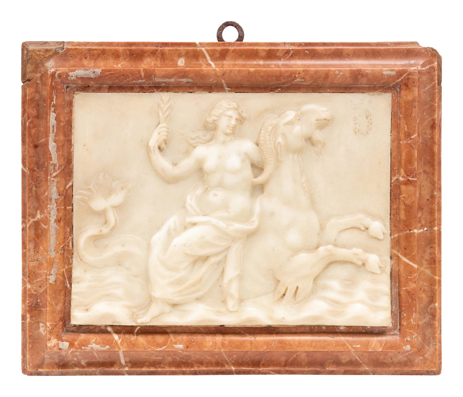 A Pair of Grand Tour Carved Marble and Alabaster Relief Plaques