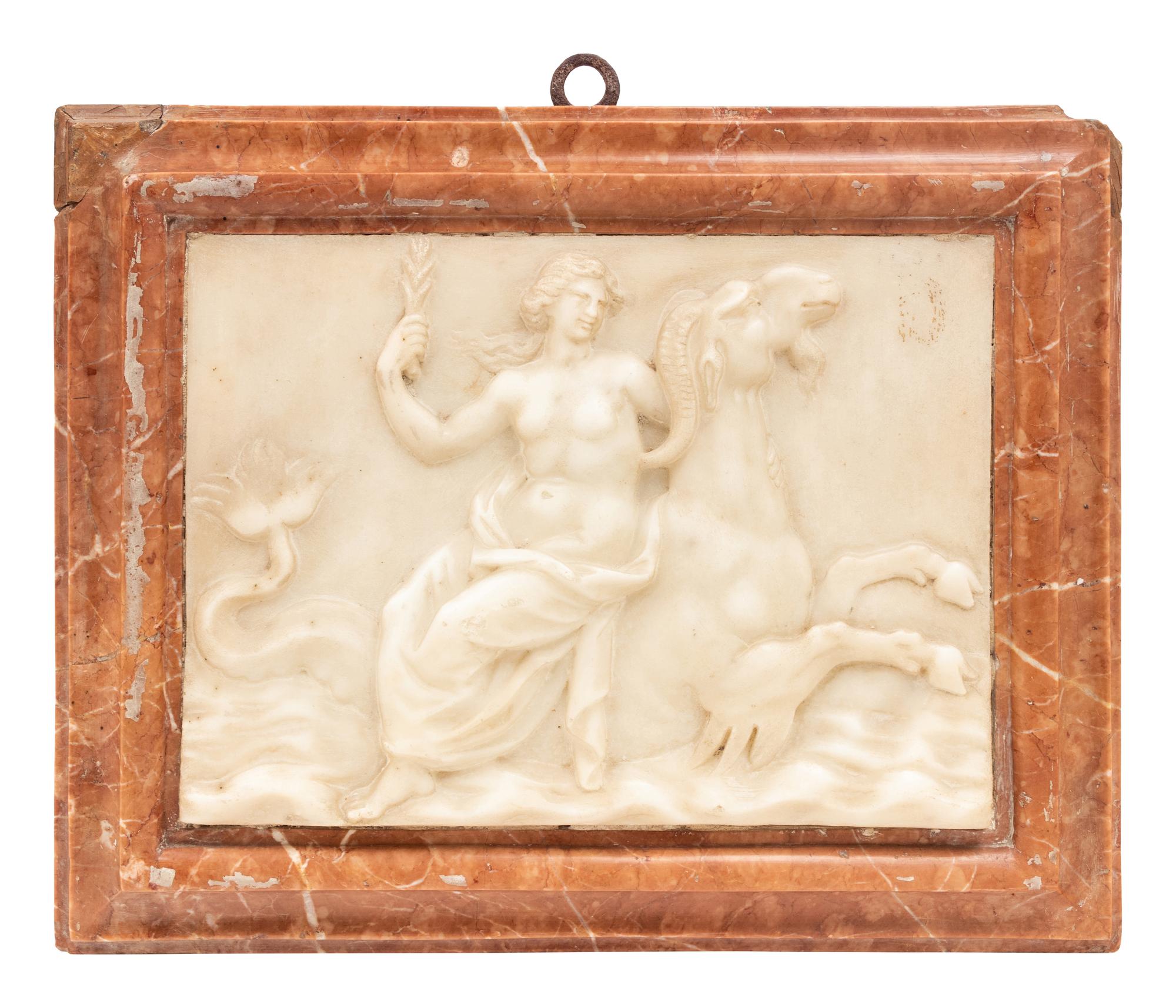 A Pair of Grand Tour Carved Marble and Alabaster Relief Plaques