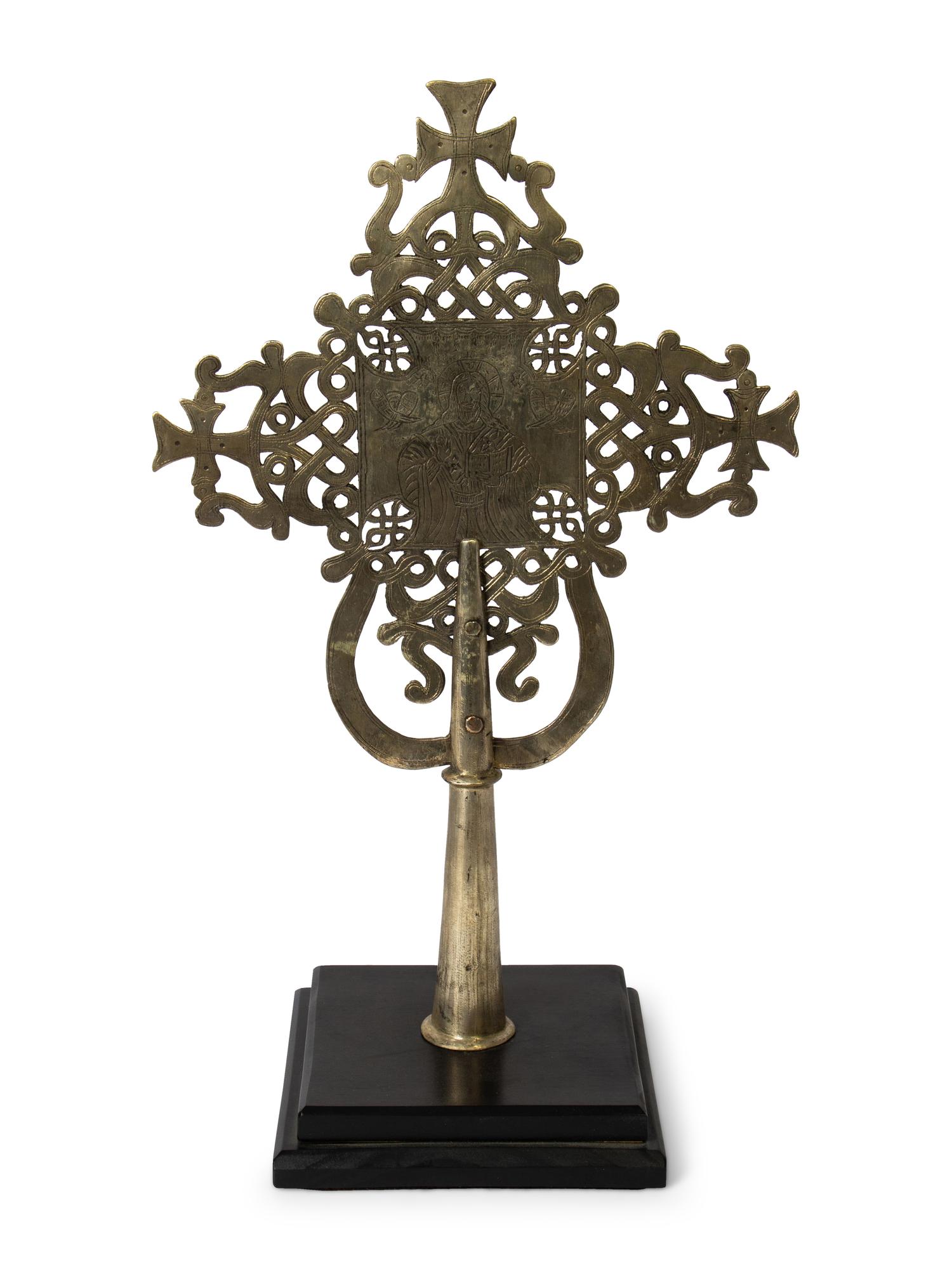 A Continental Engraved Steel Altar Cross