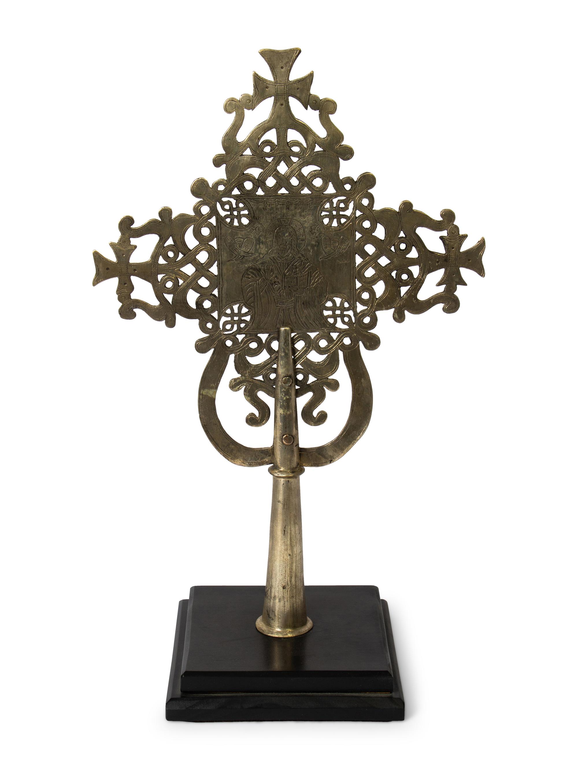 A Continental Engraved Steel Altar Cross