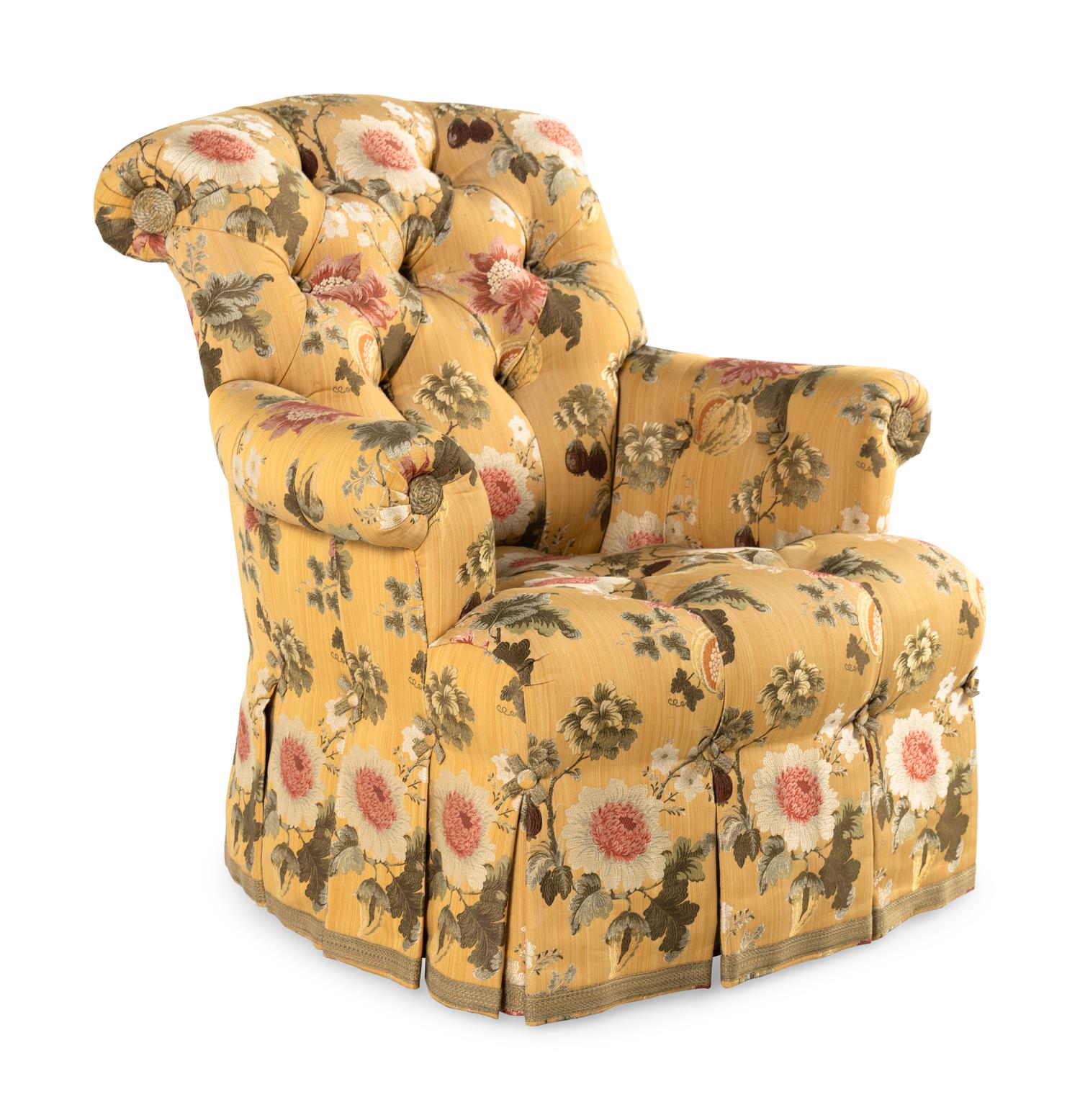 A Contemporary Button-Tufted Upholstered Armchair
