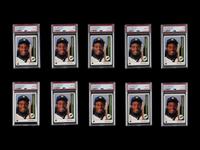 A Group of 10 PSA Graded 1989 Upper Deck Ken Griffey Jr. Rookie Baseball Cards No. 1 (PSA 8 x5; PSA 7 x2; PSA 6 x2; PSA 5)