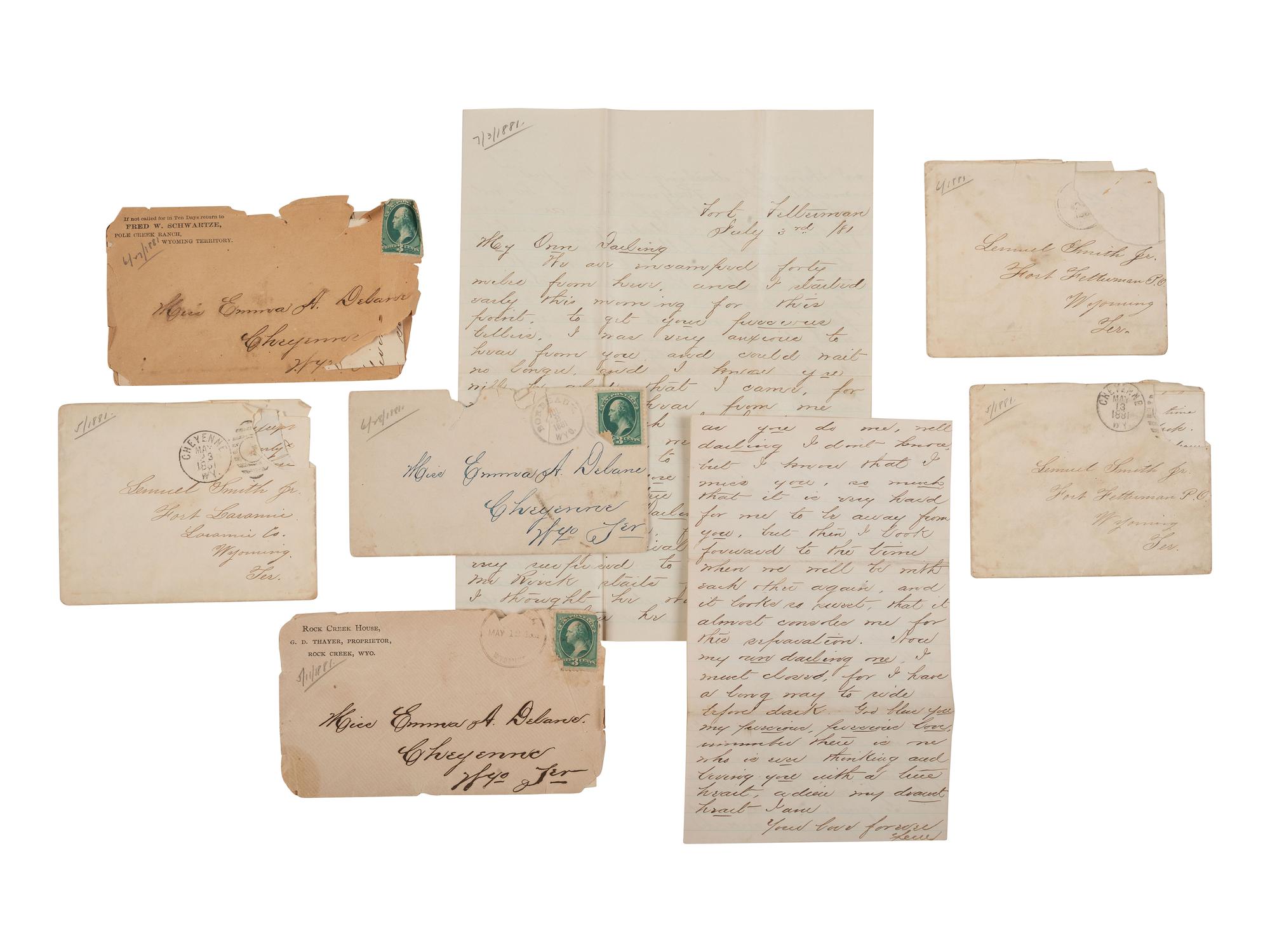 [WYOMING TERRITORY]. Letter archive of Wyoming Stock Growers Association member Lemuel C. Smith, Jr. (1857-1930) including descriptions of Cheyenne and the Wyoming cattle industry, ca 1866-1928.