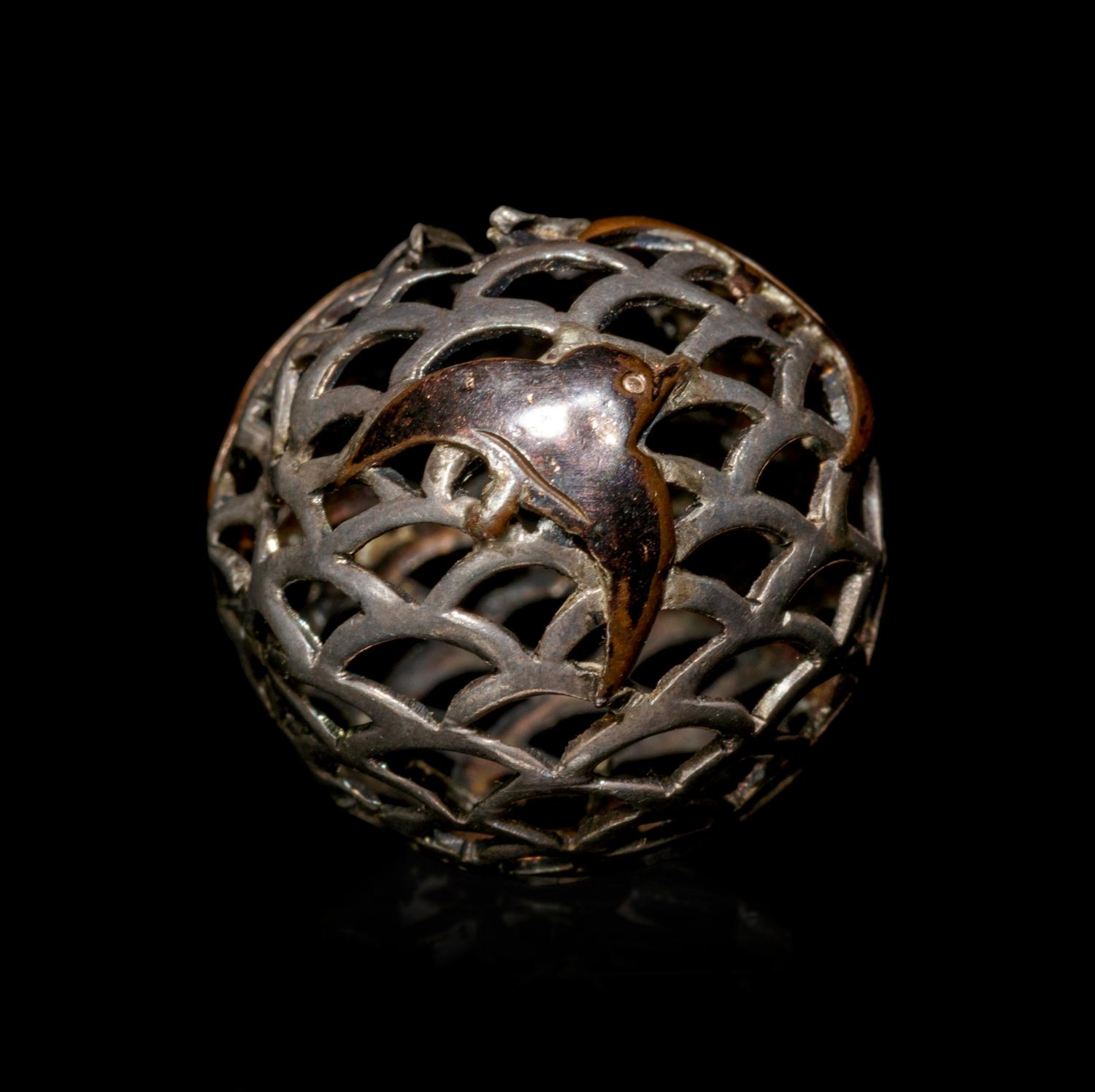 A Mixed Metal Reticulated Bead-Form Ojime