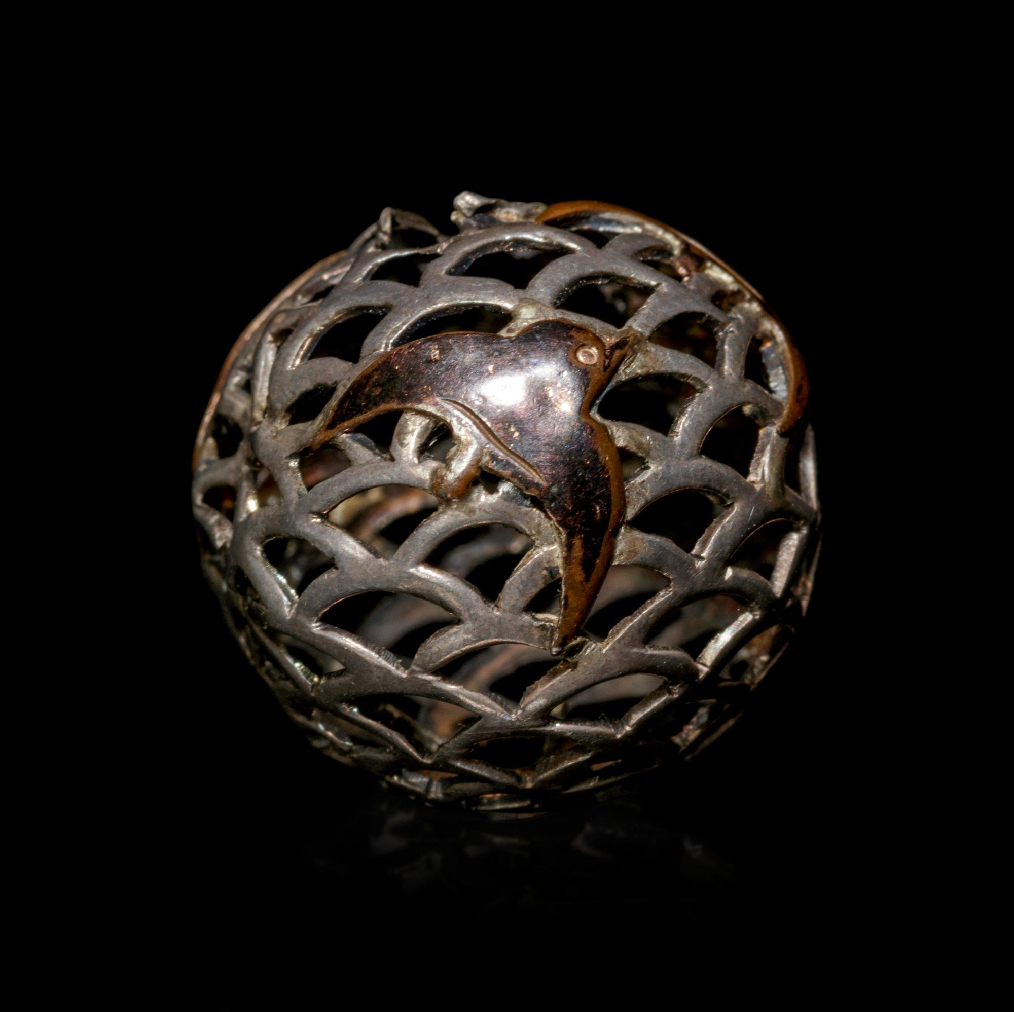 A Mixed Metal Reticulated Bead-Form Ojime