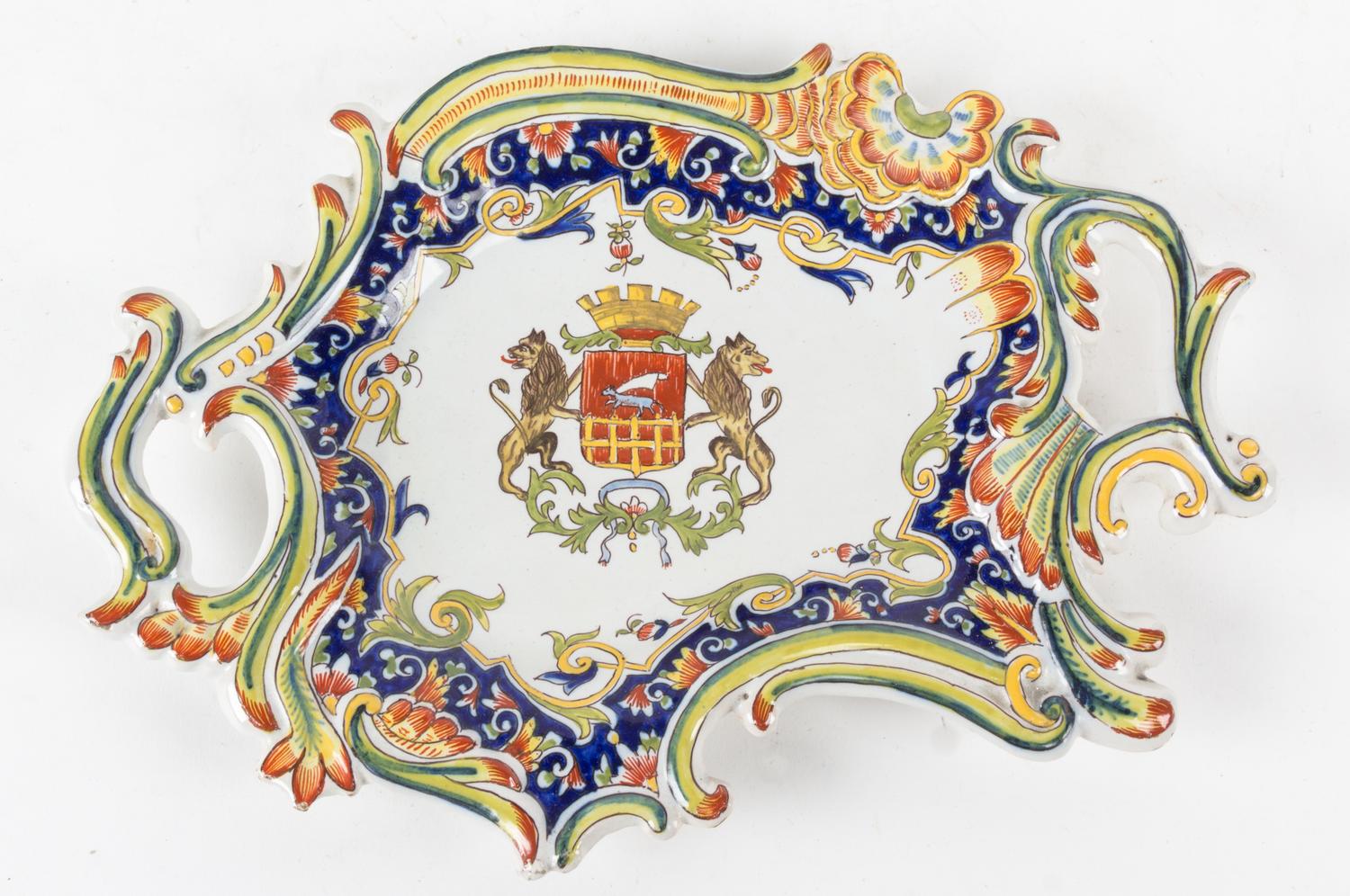 A Continental Faience Plate Width 11 1/2 inches.