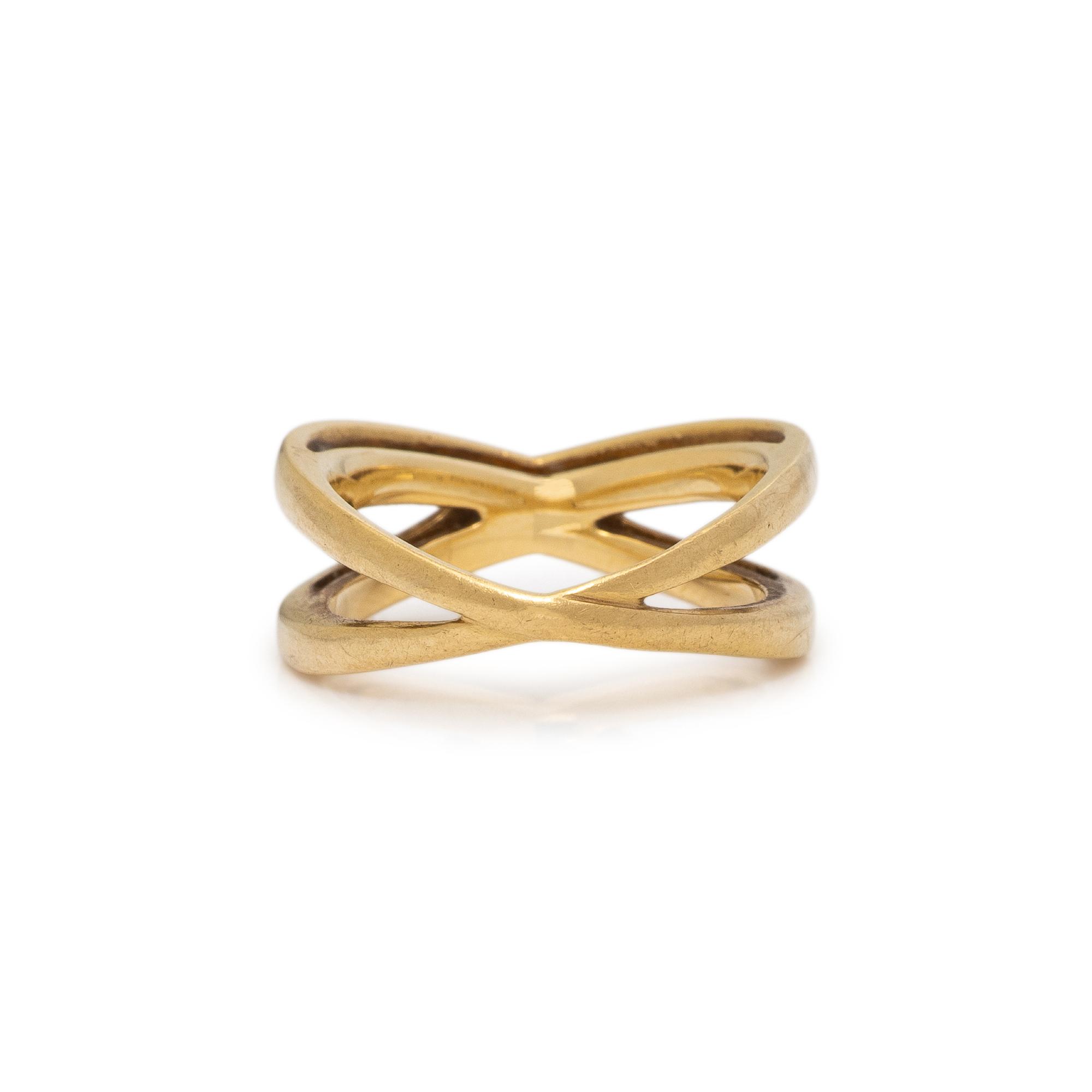 TIFFANY & CO., YELLOW GOLD 'INFINITY DOUBLE CROSSOVER' RING