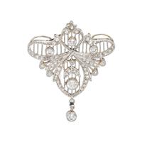 FRENCH, BELLE ÉPOQUE, PLATINUM AND DIAMOND PENDANT/BROOCH