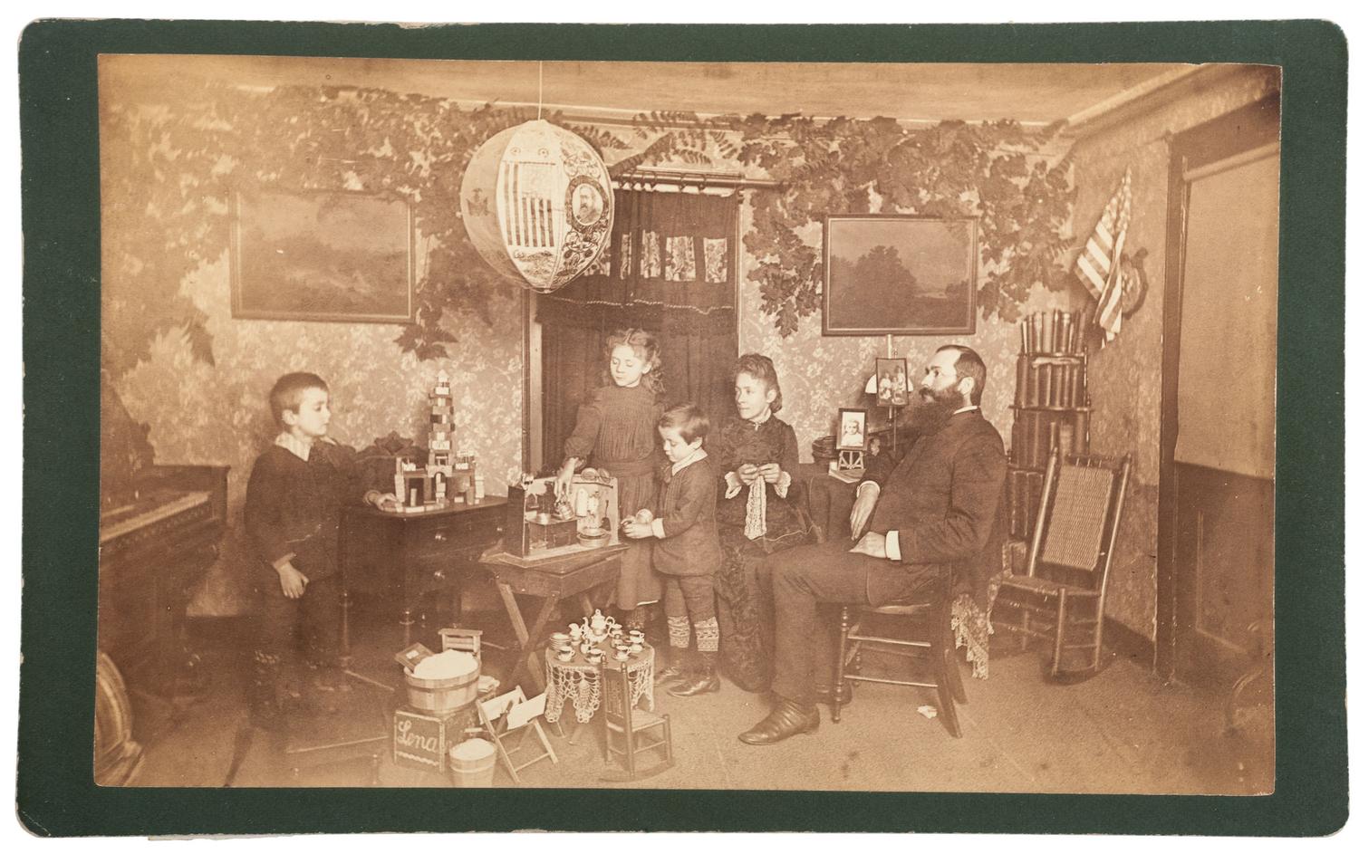 [HARRISON, Benjamin]. Two large format albumen photographs showing Benjamin Harrison campaign lanterns.