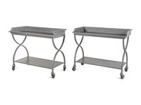 A Pair of Patinated Metal Two-Tier Serving Carts