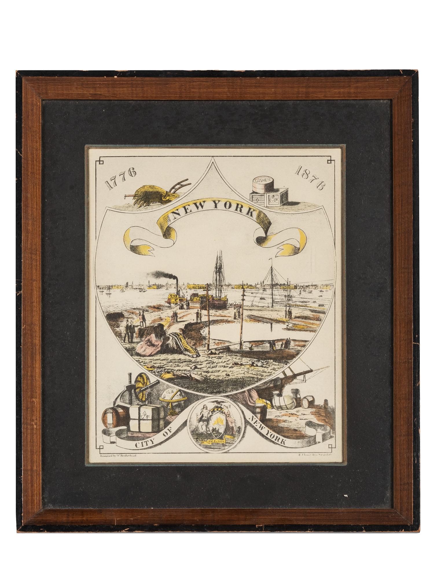 [AMERICANA]. Double-sided painting on canvas depicting the seal of the State of Massachusetts. Ca last quarter 19th century.