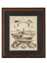 [AMERICANA]. Double-sided painting on canvas depicting the seal of the State of Massachusetts. Ca last quarter 19th century.