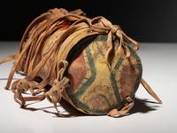 Painted Buffalo Hide Parfleche Cylinder