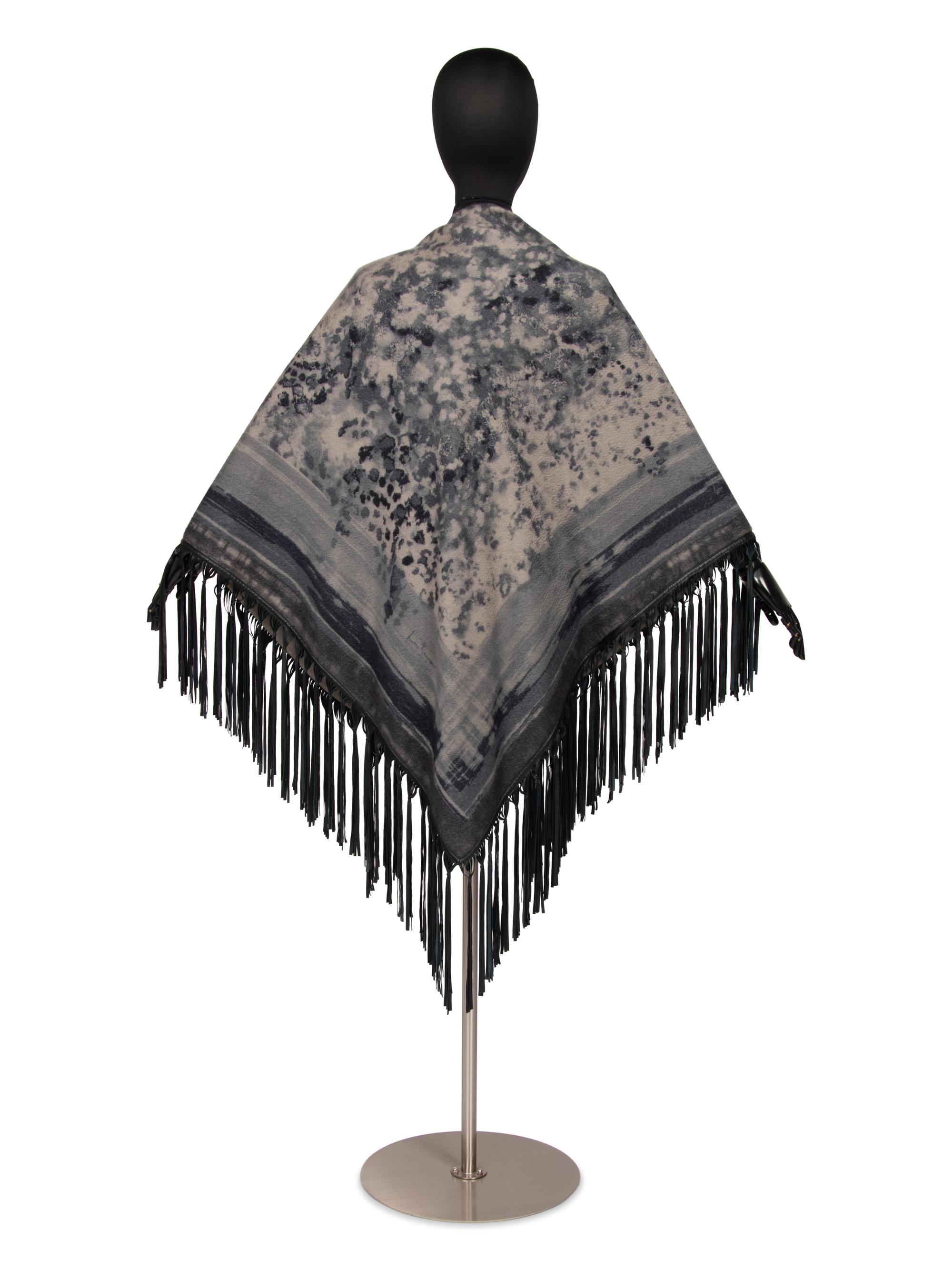 Loro Piana Lambskin Leather Trimmed Cashmere Shawl