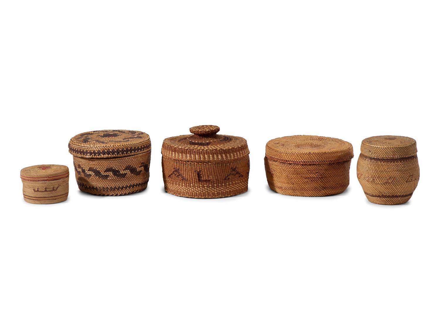 Collection of Nuu-chah-nulth and Makah Trinket Baskets