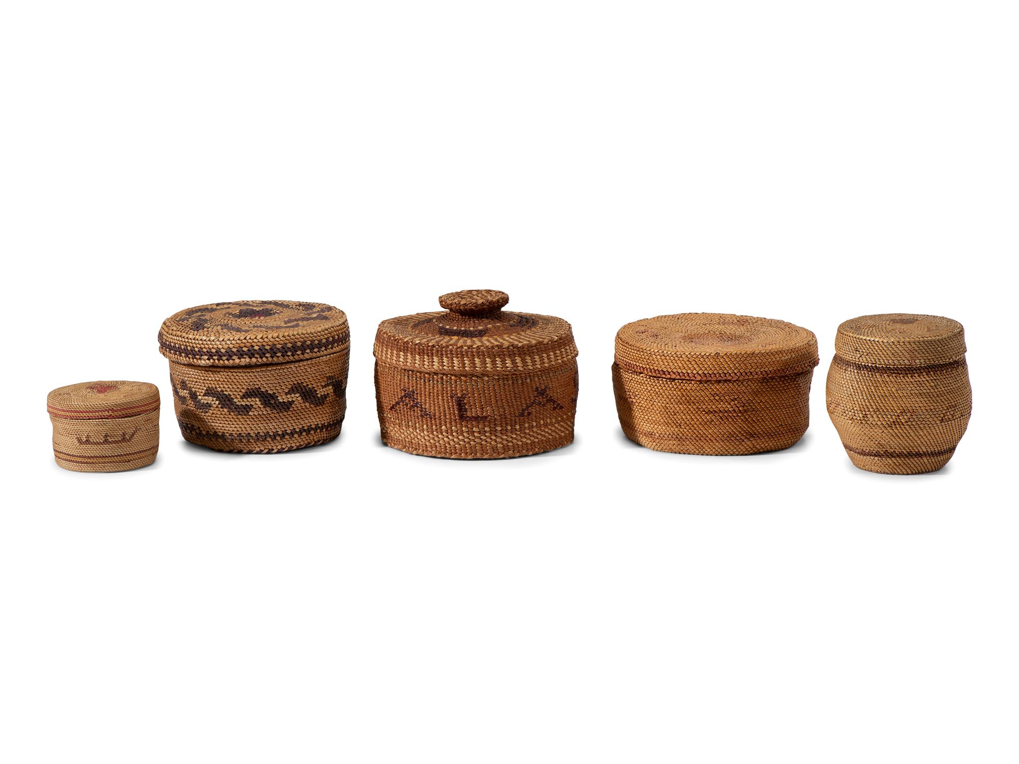 Collection of Nuu-chah-nulth and Makah Trinket Baskets