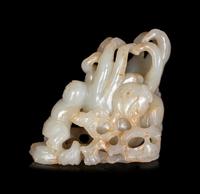 A Celadon Jade Figural Group