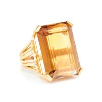 RETRO, YELLOW GOLD AND CITRINE RING