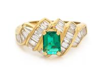 An 18 Karat Yellow Gold, Emerald and Diamond Ring, Kurt Wayne, 5.20 dwts.