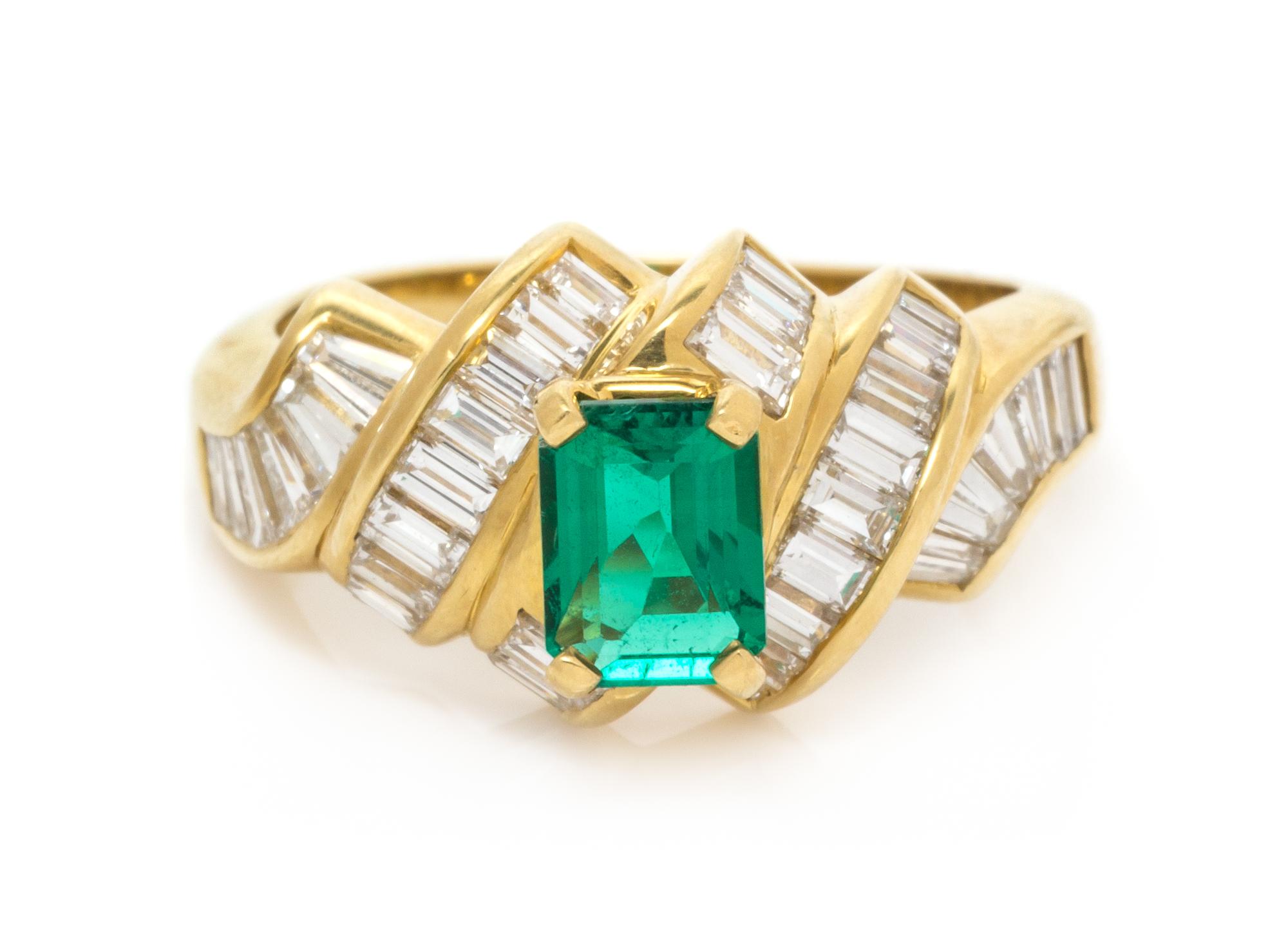 An 18 Karat Yellow Gold, Emerald and Diamond Ring, Kurt Wayne, 5.20 dwts.