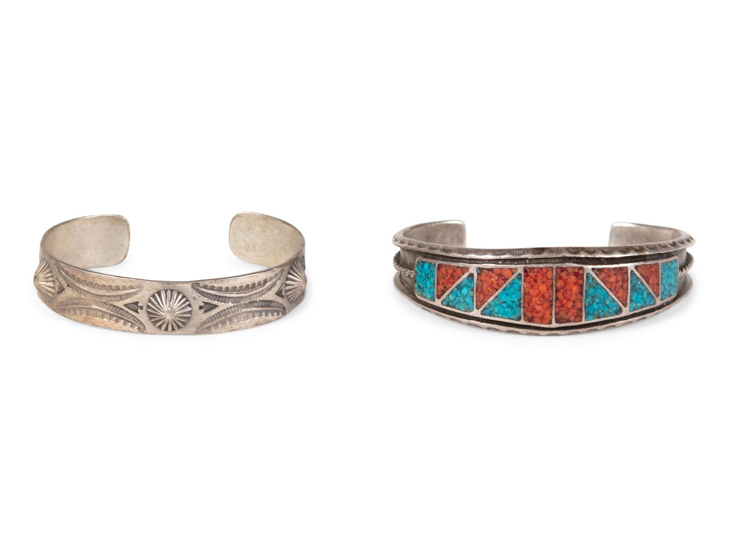 Navajo and Zuni Silver Cuff Bracelets
