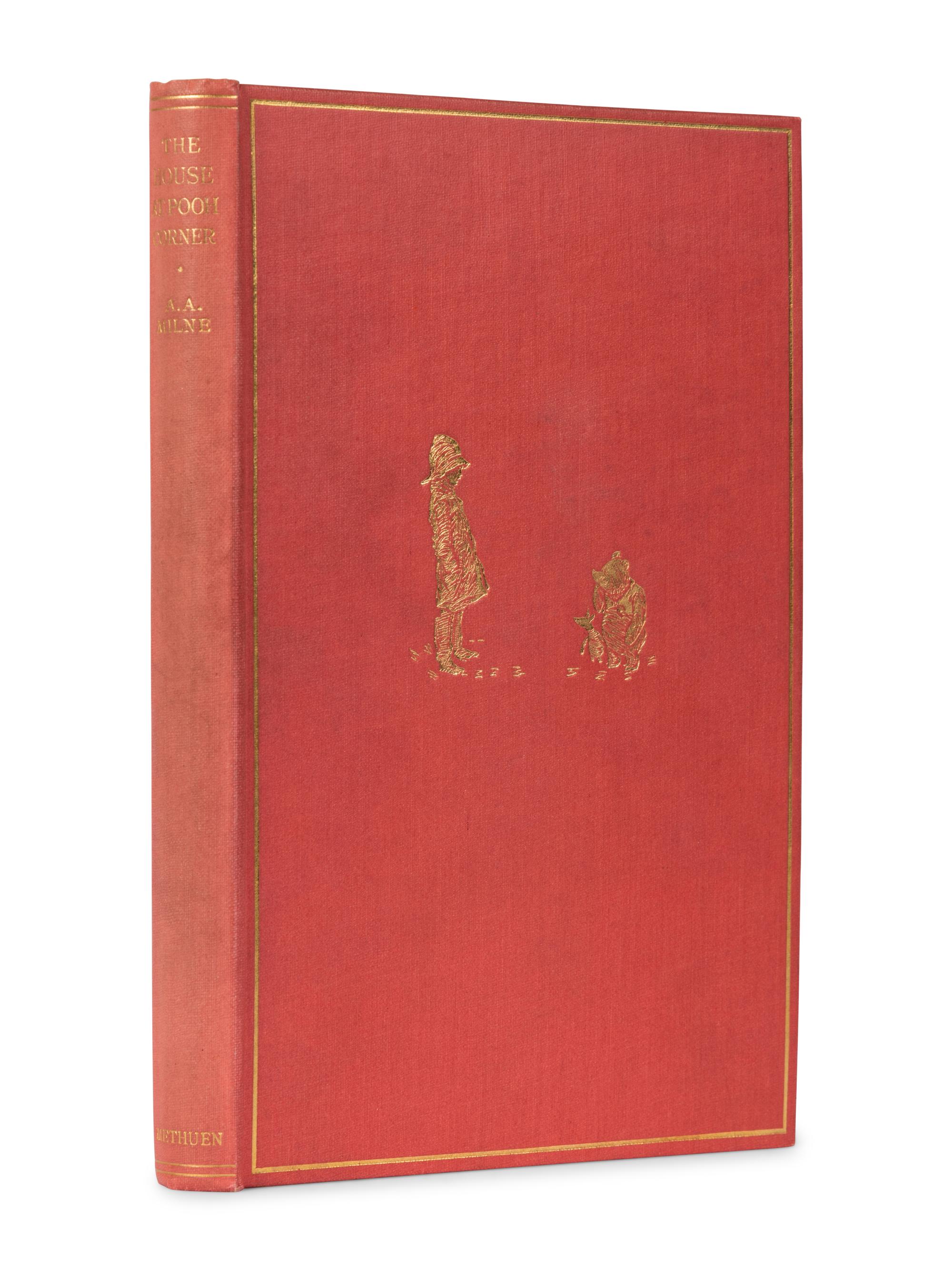 MILNE, Alan Alexander (“A.A. Milne”) (1882-1956). The House at Pooh Corner . Ernest Howard SHEPARD (1879-1976), illustrator. London: Methuen & Co. Ltd., 1928.