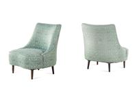 Pair of Tear Drop Chairs, model 5106, Dunbar, USA