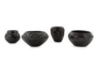 A Group of Blackware Pottery Vases